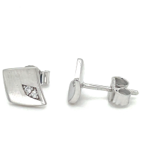 zilver oorknoppen vierhoek met zirkonia steentjes gemateerd - 601016 zilver oorknoppen vierhoek met zirkonia steentjes gemateerd - 601016