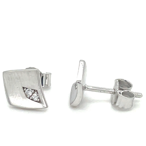 zilver oorknoppen vierhoek met zirkonia steentjes gemateerd - 601016 zilver oorknoppen vierhoek met zirkonia steentjes gemateerd - 601016