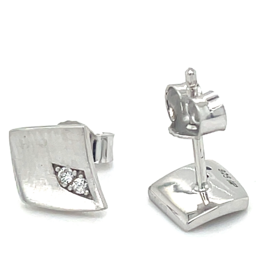 zilver oorknoppen vierhoek met zirkonia steentjes gemateerd - 601016 zilver oorknoppen vierhoek met zirkonia steentjes gemateerd - 601016