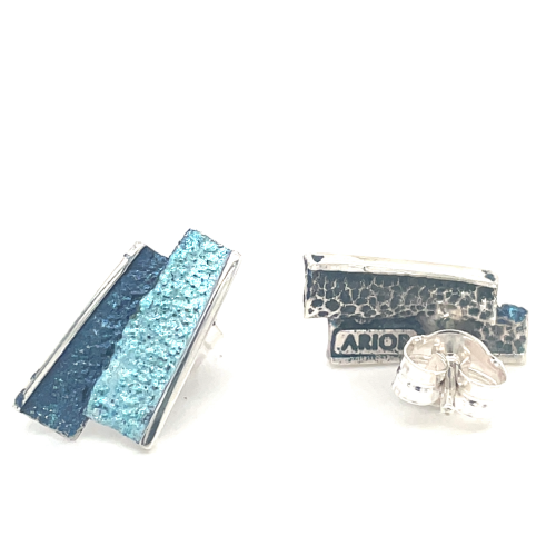 Arior oorknoppen klein Troia blauw - formanentera in zilver - 601018 Arior oorknoppen klein Troia blauw - formanentera in zilver - 601018