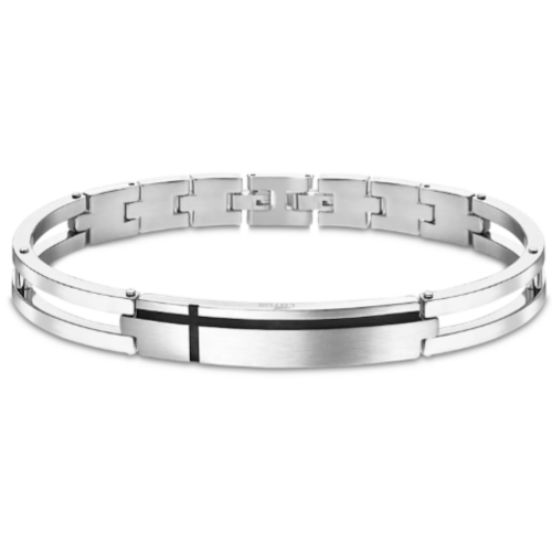 stalen armband heren met zwarte lijnen lotus style - 601068 stalen armband heren met zwarte lijnen lotus style - 601068