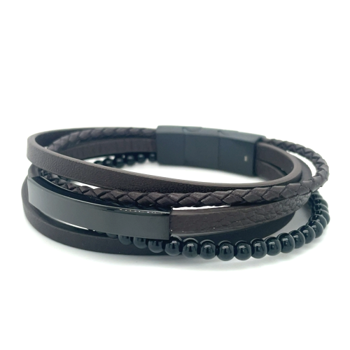 Bruin leren armband voor heren van lotus staal - 601072 Bruin leren armband voor heren van lotus staal - 601072