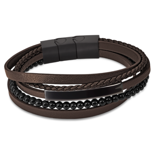 Bruin leren armband voor heren van lotus staal - 601072 Bruin leren armband voor heren van lotus staal - 601072