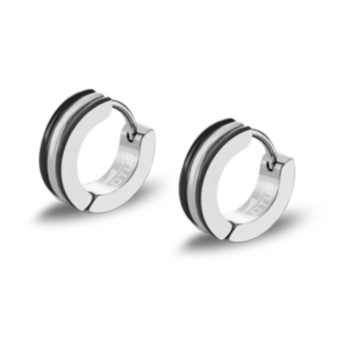 stalen oorringen met zwart lotus style - 601073 stalen oorringen met zwart lotus style - 601073