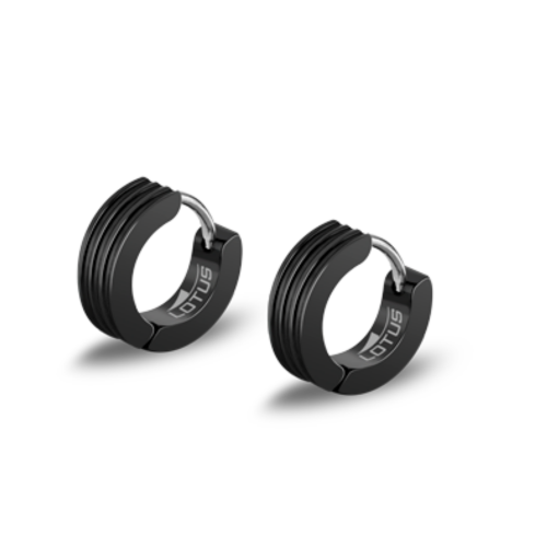 zwarte stalen ooringen met ribbels - 601075 zwarte stalen ooringen met ribbels - 601075