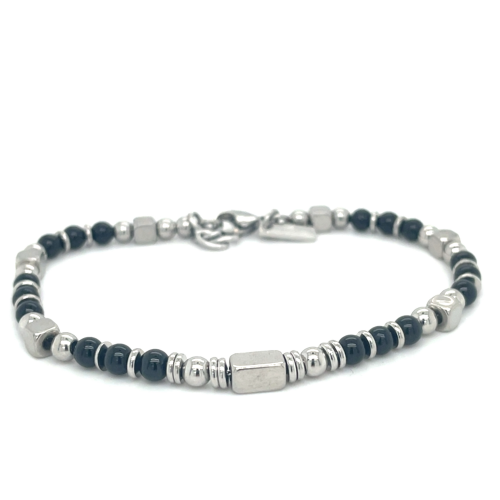 stalen armband met zwart en stalen kralen - 601079 stalen armband met zwart en stalen kralen - 601079