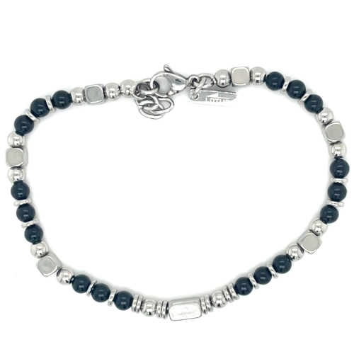 stalen armband met zwart en stalen kralen - 601079 stalen armband met zwart en stalen kralen - 601079