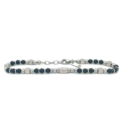 stalen armband met zwart en stalen kralen - 601079 stalen armband met zwart en stalen kralen - 601079