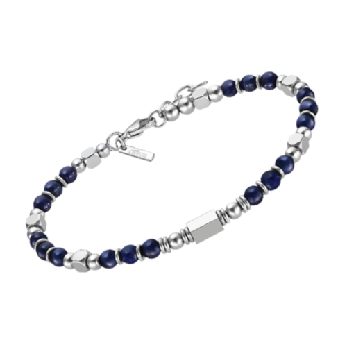 armband van lotus style stalen armband met blauwe en stalen kralen - 601080 armband van lotus style stalen armband met blauwe en stalen kralen - 601080