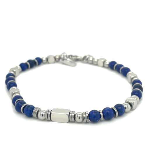 armband van lotus style stalen armband met blauwe en stalen kralen - 601080 armband van lotus style stalen armband met blauwe en stalen kralen - 601080