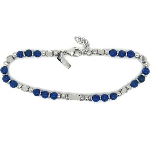 armband van lotus style stalen armband met blauwe en stalen kralen - 601080 armband van lotus style stalen armband met blauwe en stalen kralen - 601080