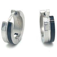 lotus style stalen oorringen met zwart - 601083 lotus style stalen oorringen met zwart - 601083