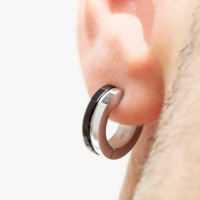 lotus style stalen oorringen met zwart - 601083 lotus style stalen oorringen met zwart - 601083