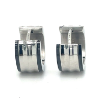 Oorringen van lotus style staal met zwart - 601084 Oorringen van lotus style staal met zwart - 601084