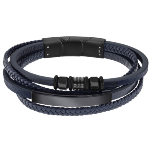 lotus style blauw lederen armband met zwart staal LS2407 2-1 - 601085 lotus style blauw lederen armband met zwart staal LS2407 2-1 - 601085