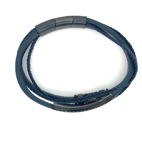 lotus style blauw lederen armband met zwart staal LS2407 2-1 - 601085 lotus style blauw lederen armband met zwart staal LS2407 2-1 - 601085