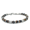bruine en stalen kralen in lotus style kralenarmband 20- 22cm - 601086 bruine en stalen kralen in lotus style kralenarmband 20- 22cm - 601086