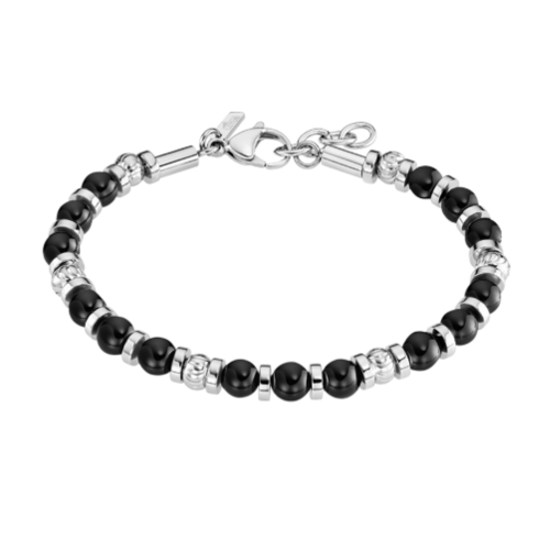 kralen armband van lotus style stalen en zwarte kralen 19.5 -22cm - 601087 kralen armband van lotus style stalen en zwarte kralen 19.5 -22cm - 601087