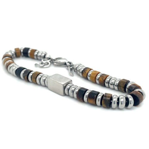 kralenarmband bruin van lotus style, stalen en bruine kralen 19.5-21cm - 601089 kralenarmband bruin van lotus style, stalen en bruine kralen 19.5-21cm - 601089