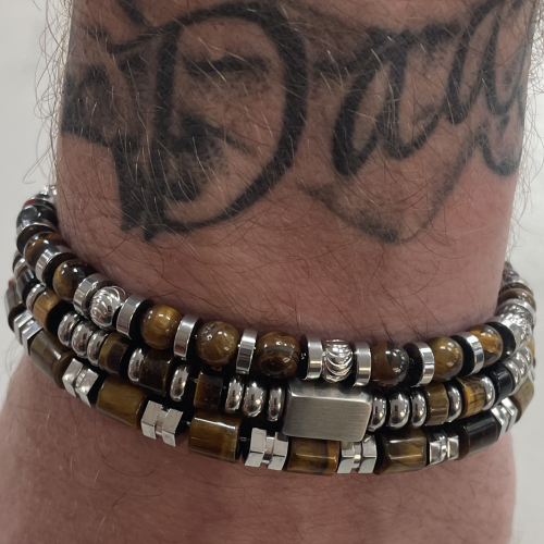 kralenarmband bruin van lotus style, stalen en bruine kralen 19.5-21cm - 601089 kralenarmband bruin van lotus style, stalen en bruine kralen 19.5-21cm - 601089