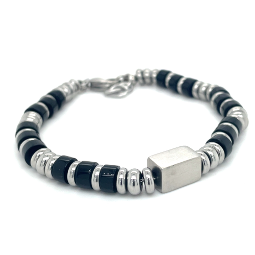kralenarmband zwart van lotus style, stalen en zwarte kralen 19.5-21cm - 601090 kralenarmband zwart van lotus style, stalen en zwarte kralen 19.5-21cm - 601090