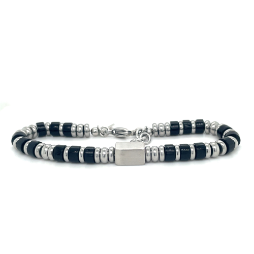 kralenarmband zwart van lotus style, stalen en zwarte kralen 19.5-21cm - 601090 kralenarmband zwart van lotus style, stalen en zwarte kralen 19.5-21cm - 601090