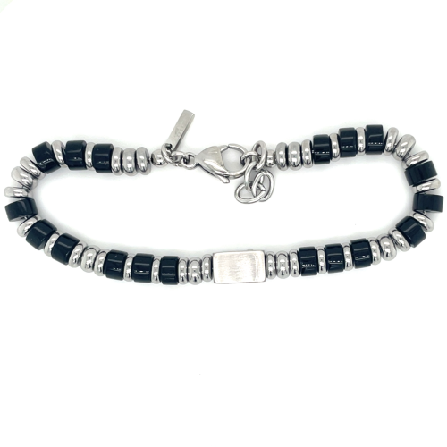 kralenarmband zwart van lotus style, stalen en zwarte kralen 19.5-21cm - 601090 kralenarmband zwart van lotus style, stalen en zwarte kralen 19.5-21cm - 601090