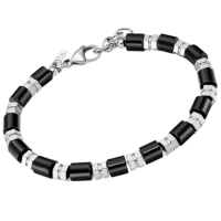 kralenarmband van lotus style stalen en bruine kralen 19.5-22cm - 601091