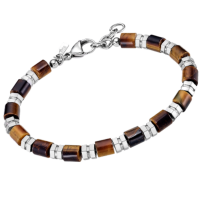 kralen armband lotus style stalen en bruine kralen - 601092