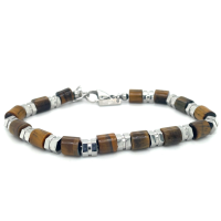 kralen armband lotus style stalen en bruine kralen - 601092