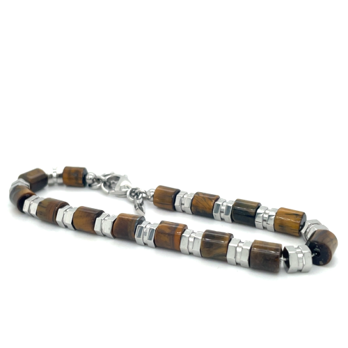 kralen armband lotus style stalen en bruine kralen - 601092 kralen armband lotus style stalen en bruine kralen - 601092