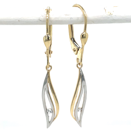 Gouden oorhanger lang met zirkonia steentje - 601115 Gouden oorhanger lang met zirkonia steentje - 601115