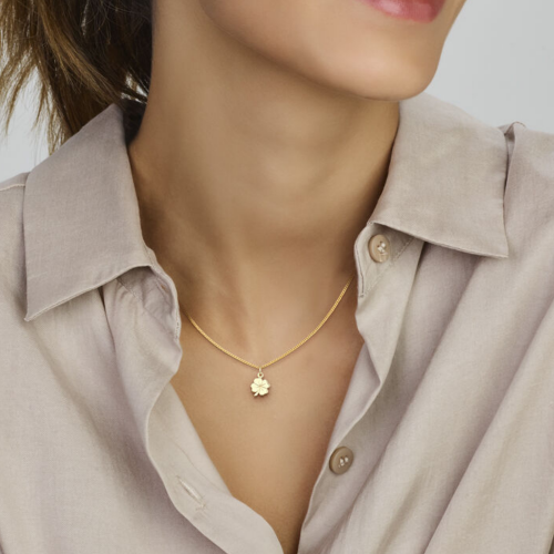 geluks klavertje vier hangertje in goud 18mm - 601124