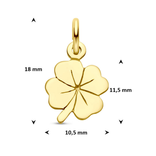 geluks klavertje vier hangertje in goud 18mm - 601124