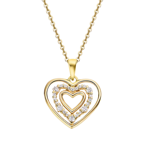 lotus style ketting goudkleurig hartje met 3 hartjes - 601137