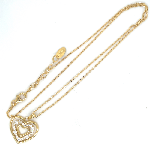 lotus style ketting goudkleurig hartje met 3 hartjes - 601137