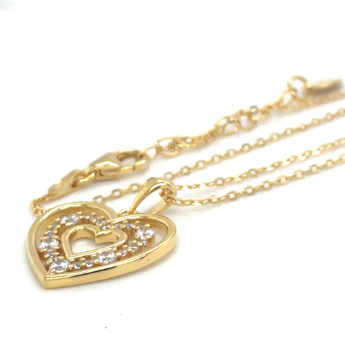 lotus style ketting goudkleurig hartje met 3 hartjes - 601137