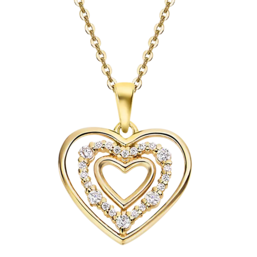 lotus style ketting goudkleurig hartje met 3 hartjes - 601137
