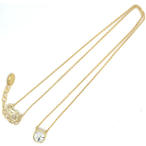 lotus style ketting goudkleurig met zirkonia steentje - 601142