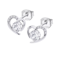 lotus style oorknoppen zilver hartjes met zirkonia steentjes - 601143 lotus style oorknoppen zilver hartjes met zirkonia steentjes - 601143