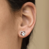 lotus style oorknoppen zilver hartjes met zirkonia steentjes - 601143