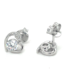 lotus style oorknoppen zilver hartjes met zirkonia steentjes - 601143