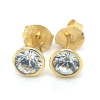lotus style oorknoppen goudkleurig met zirkonia steen - 601144