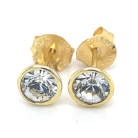 lotus style oorknoppen goudkleurig met zirkonia steen - 601144 lotus style oorknoppen goudkleurig met zirkonia steen - 601144