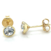 lotus style oorknoppen goudkleurig met zirkonia steen - 601144