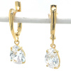 lotus style zilveren oorhangers goudkleurig met grote zirkonia steen - 601145