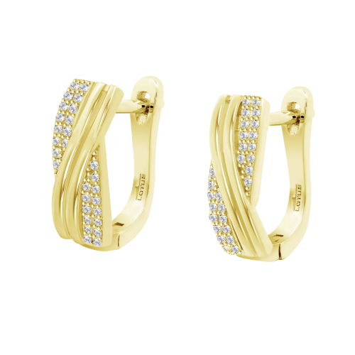 lotus style oorringen goudkleurig in zilver - 601146