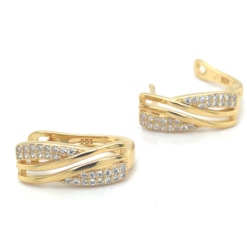 lotus style oorringen goudkleurig in zilver - 601146