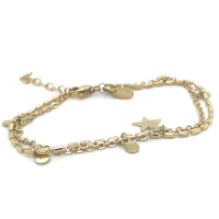 goudkleurige stalen armband bolletjes en sterretjes - 601151