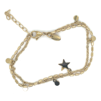 goudkleurige stalen armband bolletjes en sterretjes - 601151